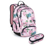 Růžový batoh s květinami TOPGAL ROTH 22029 SET SMALL