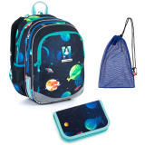 Školní batoh s raketou a vesmírem TOPGAL ELLY 21015 SET MEDIUM