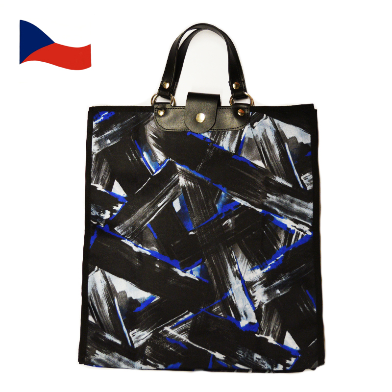 Skládací taška na nákup - modrý vzor - Česká výroba