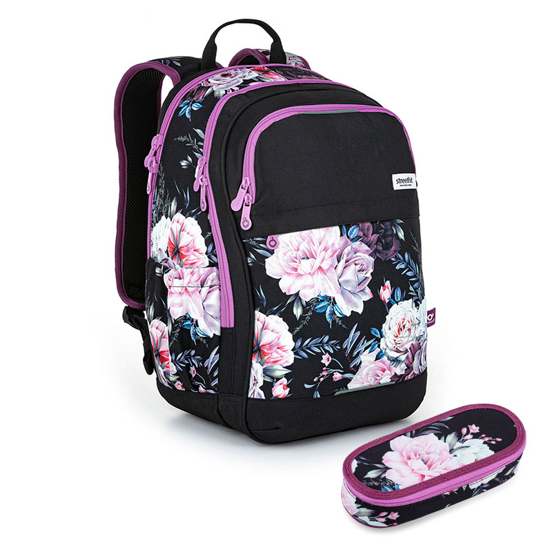 Studentský batoh s květinami TOPGAL RUBI 22027 SET SMALL