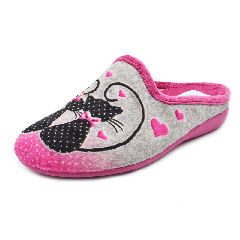 Dámské domácí pantofle GEMA 5055-022 vzor kočky - růžová