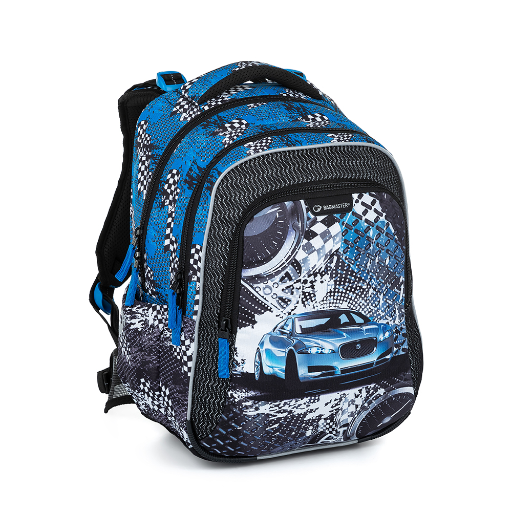 Školní batoh BAGMASTER LUMI 23 D modré auto