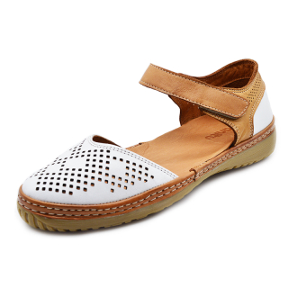 Dámské letní sandály MANITU 910049-03 bílá s hnědou