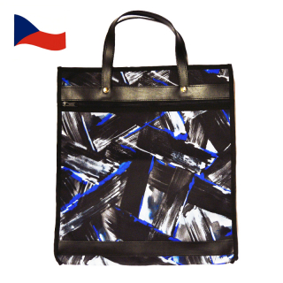 Nákupní taška se zipem - modrý vzor - Český výrobek