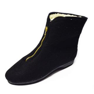 Důchodky - zip - pánské zateplené papuče s ovčí vlnou - 0225P
