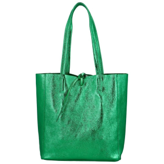Jednoduchá kožená kabelka přes rameno Rita, metalická zelená